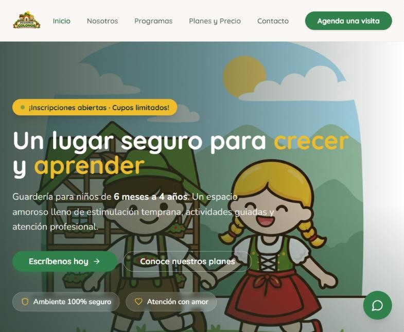 Inicio del sitio en computadora